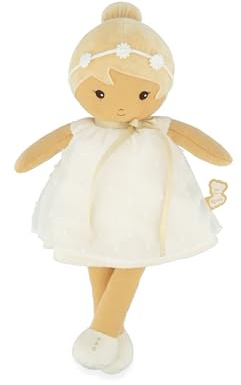 KALOO – Tendresse – Meine erste Stoffpuppe Daphné – Stoffpuppe 32 cm – Kleid aus Organza mit Punkten – Hübsche Geschenkbox – Personalisierbares Band – Ab Geburt, K200021