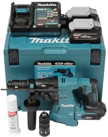 Makita HR012GU201 Akku-Kombihammer SDS-PLUS 40V max. mit Schnellwechselfutter /4,0 Ah, 2 Akkus + Ladegerät im MAKPAC