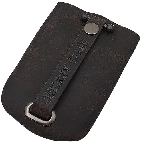 myledershop Cuir de buffle pochette de clé avec un porte-clés rétractable en marron ou cognac (Marron)