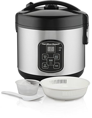 Hamilton Beach (37518) Rice Cooker, 4 Cups uncooked resulting in 8 Cups Cooked with Steam & Rinse Basket