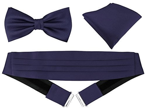 TigerTie Kummerbund Einstecktuch Satin Fliege in marine - Schärpe Leibbinde