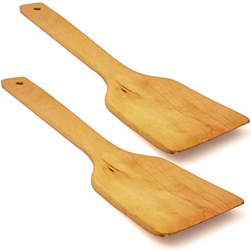 Holz Spatel zum Mischen, Wenden und Kochen - aus Holz - Küchen Spatel Set, ideal fürs Wenden und Mischen Eckspatel hohe Hitzabestandig - zerkratzt Antihalf Pfannen nicht 2er Set - Made in Turkey