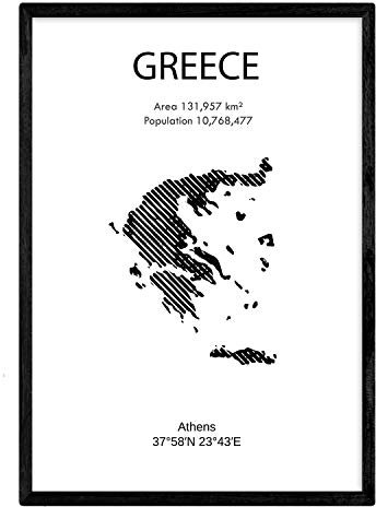 Nacnic Poster von Griechenland. Blätter von Ländern und Kontinenten. A3 Größe