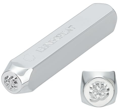 BENECREAT 6 mm Vierblättriges Kleeblatt Metall Design Stempel Stanzwerkzeug – galvanisiertes Hartstahl Werkzeuge zum Stanzen/Stanzen von Metall, Schmuck, Leder, Holz