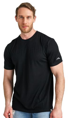 100% Merino T-Shirt Herren Kurzarm - Sport Shirt Männer Wolle, Merino Unterwäsche Herren (X-Large, Heat Black)
