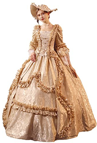 18th Century Women's Rococo Ball Gown Print Long Gothic Victorian Dress Masquerade Theme Dresses