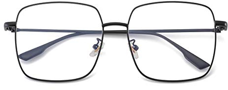 Dollger Blaulichtfilter Brille für Damen Herren Blaue Licht Blockieren Brille Square Metall Großer Rahmen Brille Anti Blaulicht PC TV Gaming Schwarz