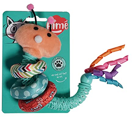 Aimé | Katzenspielzeug innen | Plüschtier in Form eines Erdwurms für Katzen | Interaktives Spielzeug mit Katzenminze angereicherten Ringen und Glöckchen | Durchmesser 16 x 7 x 6 cm