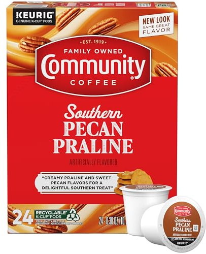 Community Coffee Southern Pecan Praline Flavored 24 Count Keurig K-Cup Coffee Pods, Medium Roast, 24 Count (Pack of 1)