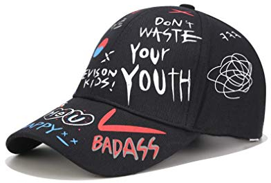 XibeiTrade Baseballkappe Fashion Graffiti Hiphop Skateboard Street Hat Gr. M, weiß
