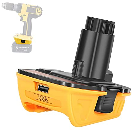 Replacement for Dewalt 20V DCA1820 Adapter with USB Compatible with Dewalt 18V Tools, Convert for Dewalt 20V Lithium Battery DCB204 DCB205 DCB206 DCB606 to for Dewalt 18V NiCad NiMh Battery Tools