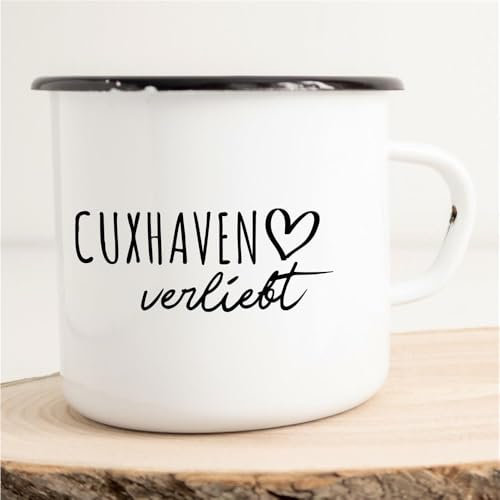Huuraa Emaille Tasse Cuxhaven Geschenk Kaffeebecher Vintage 300ml Cuxhaven Geschenkidee