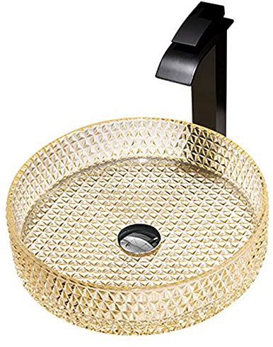 Atack-B Lavabo da Appoggio Tondo Lavandino Bacinella Lavamani Lavello Sanitari da Bagno per Bagno Casa Bidet Lavabo 395 X 395 X 105mm (Champagne,Pacchetto 2)