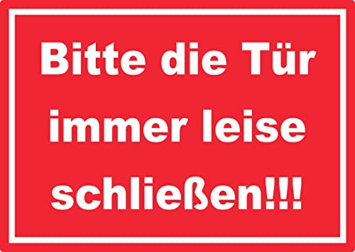 Aufkleber Bitte die Tür immer leise weiss-rot A9 (37x52mm)