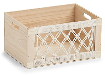Zeller 15189 Aufbewahrungskiste 'Boho', Holz, ca. 35 x 25 x 18 cm