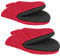 1 Pair Short Oven Mitts, Heat Resistant Silicone Kitchen Mini Oven Mitts for 500 Degrees, Non-Slip Grip Surfaces and Hanging Loop Gloves, Baking Grilling Barbecue Microwave Machine Washable (Red)