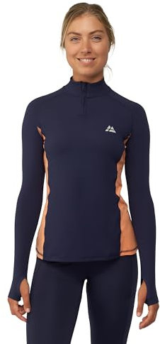 DANISH ENDURANCE Sport-Shirt, Stretch, Langarm, für Damen XL Marineblau/Pfirsich