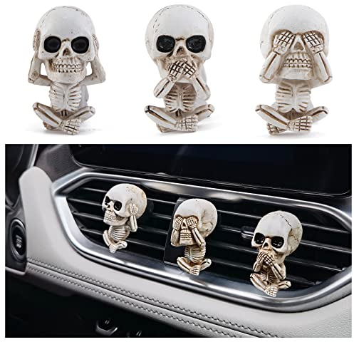 3 Stück Totenkopf Auto Diffuser,Johiux Duftstecker Autozubehör Innenraum Deko,Auto Luftauslass Diffusor Aromatherapie Clip,Haus, Garten und Autodekorationen für Männer und Frauen.