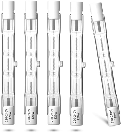 Klarlight 5 Pack 120W R7s Halogen Bulbs 78mm, Dimmable Warm White 2800K Tungsten Linear Light Bulbs, 230V 1885LM T3 J78 Type Double Ended Floodlights for Security Lights, Landscape Lights, Floor Lamps