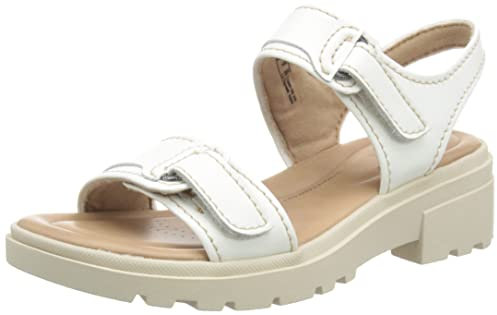 Clarks Femme Coast Daisy Sandales, Cuir Blanc, 40 EU