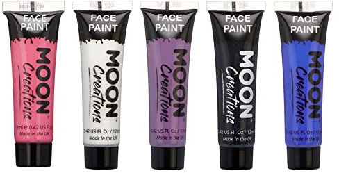 Moon Creations Tubos de Pintura Facial y Corporal | Juego de Género Fluido | Sin Escamas | Sin Crueldad | Pintura Facial para Niños, Adultos, Disfraces, Festivales, Halloween Marrón 12ml