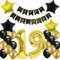 19. Geburtstag Dekoration, 19 Geburtstag Deko Schwarz und Gold, Geburtstagsdeko 19 Jahre Junge, 19 Jahre Geburtstagdeko Junge, Luftballon 19. Geburtstag Deko Mädchen, 19. Party Luftballons