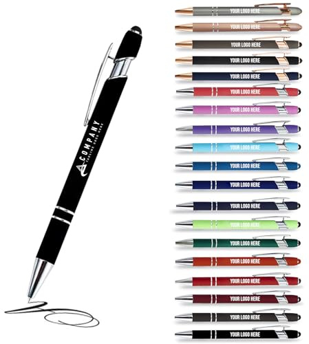 Jolis Papiers Kugelschreiber 2 in 1 Personalisiert mit Ihrem Logo, Werbe-Kugelschreiber (18 Farben erhältlich) (12er-Set, Schwarz)