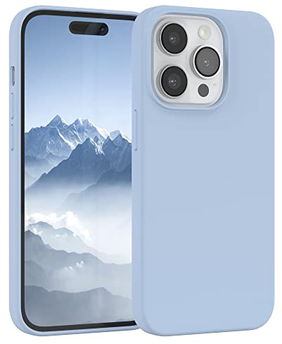 EAZY CASE Premium Silikon Handyhülle kompatibel mit iPhone 14 Pro Slimcover mit Kameraschutz und Innenfutter, Silikonhülle, Schutzhülle, Bumper, Handy Case, Hülle, Softcase, Hellblau