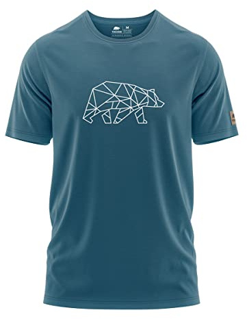 FORSBERG Finnson T-Shirt mit stylischem Bär Brustlogo Rundhals für Herren in Vier verschiedenen Farbkombinationen, Farbe:Nachtblau/weiß, Größe:4XL