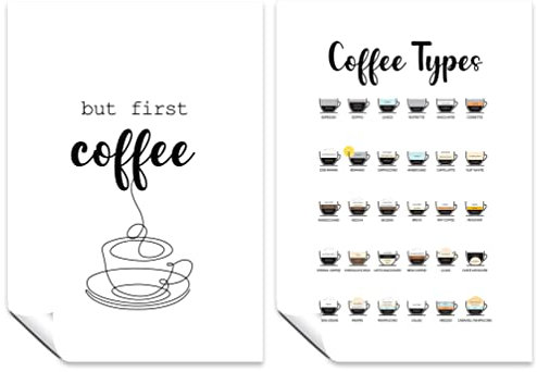 Panther Print Coffee Types Poster Wandkunst Essential Coffee Guide For Kitchen Set of 2 Drucke For The Perfect Coffee Gift