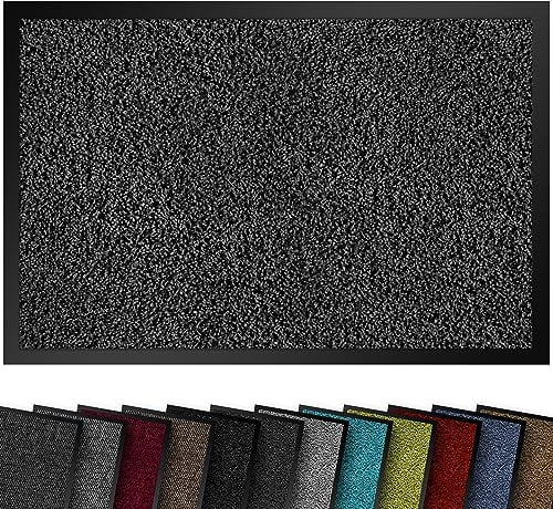comflor Hochwertige Fußmatte Anthrazit 90x150 groß für Innen & Außen - Schmutzfangmatte rutschfest, waschbar & wetterfest - Fussmatte für Eingangsbereich & Aussenbereich - Läufer Flur dünn