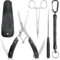Realure 3 Pcs Portable Fishing Pliers Set with Lanyard, Include Curved Fishing Forceps, Disgorger Fishing, Multi Pliers Tool for Hook Remover, Split Ring, Fishing Gift for Men, Stainless Steel, Black