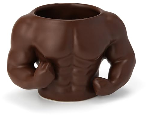 Weielt 3D Muscle Coffee Cup, Muscle Gym Workout Fit Fitness Little Miss Weights Diet Funny Humour Coffee Cups, Novelty Ceramic Mug Gifts for Women Men Gym Lovers, Christmas Gifts (Brown)