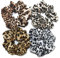 Yurosiay 4 Stück Damen Leopard Scrunchie Haargummi Elastische Stoff Haargummis Bunt Leopardenmuster Scrunchies Leopard Haarbänder Pferdeschwanz Halter Leopard Haarschmuck für Frauen und Mädchen