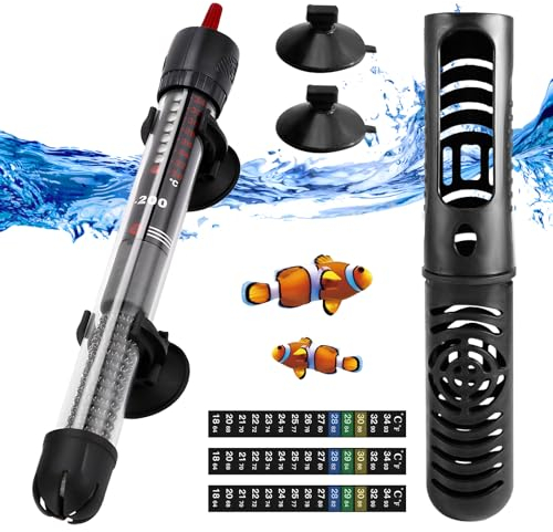 Riscaldatore Acquario 25w 20-30L con Ventose, Temperatura Regolabile Riscaldatore Acquario Tartarughe D'acqua con Coperchio di Protezione, Termoriscaldatore Acquario con Adesivi di Temperatura