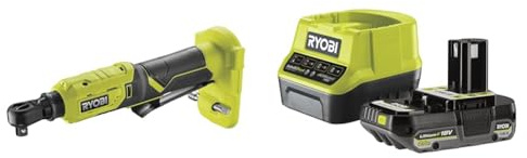 Ryobi - Clé à cliquet 18V - emmanchement carré 3/8’’ - 60 Nm - Livrée avec 1 embout d'extension - 1 batterie 2Ah et 1 chargeur rapide