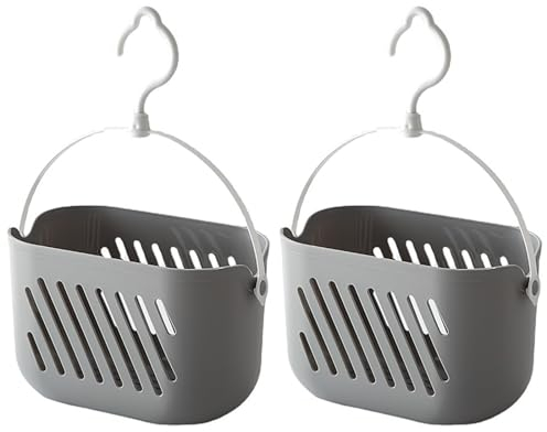 Orrdiffi 2 Piezas Cesta Ducha Colgar de Plastico,Organizador de Ducha Colgante,Cesta Multifuncional para Mango per Baño,Dormitorio,Cocina,Campo,Gimnasio,Organizador Estantería Ducha sin Taladrar(Gris