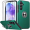 JAME für Samsung Galaxy A55 5G Hülle mit 2 Stück Panzerglas, Militärschutz Stoßfester Schutz Samsung A55 5G Hülle mit 360° Magnetischer Ring Kickstand Handyhülle für Samsung A55, Grün