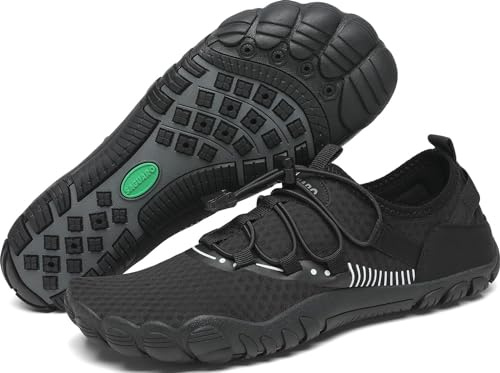 SAGUARO Homme Femme Chaussures pour Piscine et Plage Chaussons de Plongée d'eau Chaussettes Aquatiques pour Sports Nautiques Natation Surf Voile Mer Rivière, Encre Noir, 46 EU