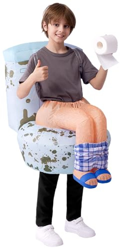 Spooktacular Creations Kids Halloween Inflatable Costumes, Sitting on a Toilet Inflatable Costume, Funny Blow Up for Halloween Cosplay Themed Parties
