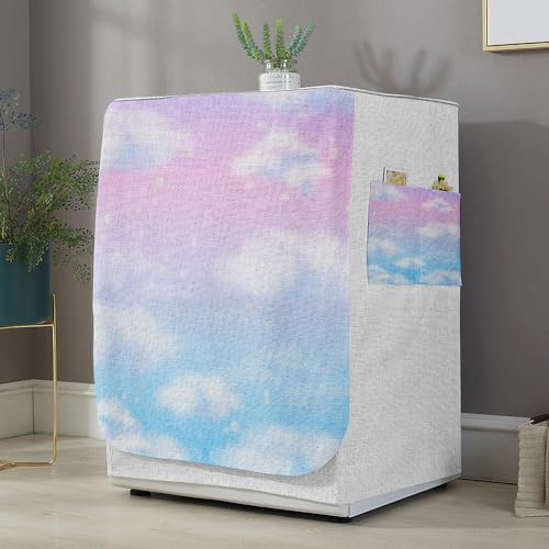 Highdi Funda de Lavadora Cubierta Exterior Patrón de Nubes,Adapta a la Mayoría de Lavadoras y Secadoras de Carga Frontal Protector Solar a Prueba de Polvo (L Capacidad 10.5~12 KG,F)