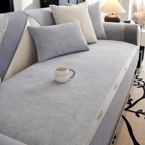 ZCXRYFL Universeller Sofabezug FüR Leder/Holz/Stoff 1 2 3 4-Sitzer Jacquard- Chenille Couch üBerzug L U-Form Eckcouch Sofa ÜBerwurfe Luxus Balkon Decke FüR Katzenkratzfest(70X120cm,Gray)