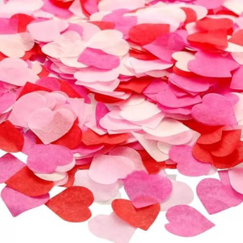 10000 Stück Herz Konfetti - 100g Herz Deko Papier, Valentinstag Deko 2,5cm Konfetti Rosa Tisch Dek für Luftballons Korationen, Valentinstag, Jubiläen, Geburtstage