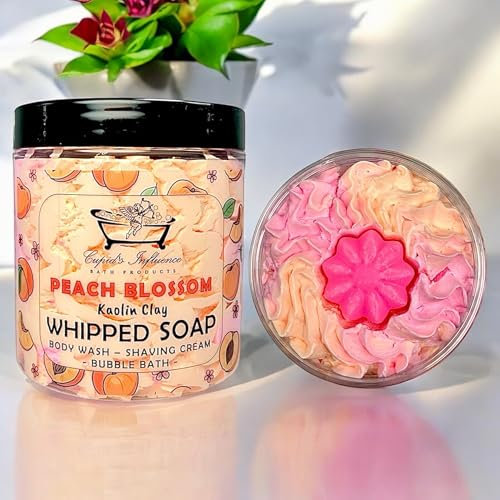 Peach Blossom Whipped Soap | Luxurious Kaolin Clay Body Wash | Shower Fluff | Shaving Cream | Stocking Fillers | Shower Cream | Bubble Bath | Shower Whip | Seasonal Gifts | Mother's Day Gifts