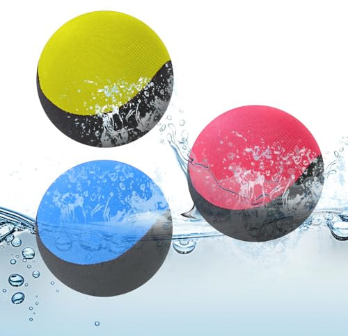 Uoimky 3 Stück Wasserball Flummi Springender Ball auf Wasser wiederverwendbar Wasserhüpfball Schnelltrocknender Lycra-Bezug Ball für Hand Stressabbau strandball für Jugendliche und Erwachsene
