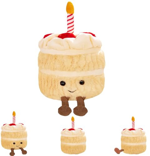YOUYIKE - Muñeco de Peluche de Pastel de cumpleaños de Fresa de 20 cm, diseño Original de Pastel de Dibujos Animados, decoración para el hogar y mesita de Noche (Pastel de Fresa)