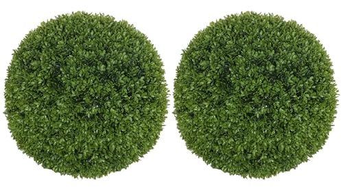 HOMCOM 2er Set künstliche Buchsbaumkugel 40 cm Kunstpflanze, Plastik künstliche Pflanzen Buchsbaumkugel, Fake Plant für Wohnzimmer Schlafzimmer Büro Garten Moderne Dekoration Geschenk
