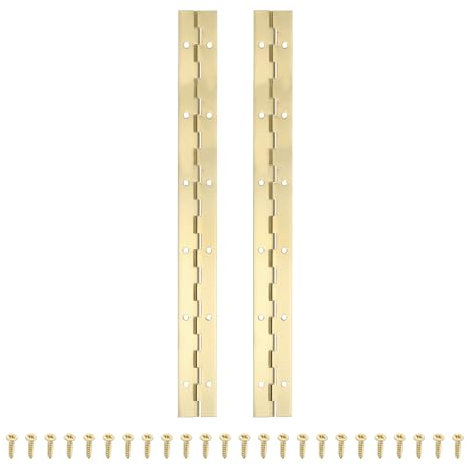 PATIKIL 12x1.2 Inch Piano Hinge,2 Pcs 304 Stainless Steel Continuous Hinge with Holes for Piano Gate Door Wooden Storage Box Cabinet Boat,Gold