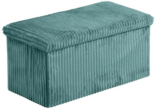 AKH HOUSEWARE 76 x 38cm Ottoman Storage Box with Lid Foot Bedside Stool for Bed Room, Living Room Furniture Velvet Storage Bench Toy Storage Box Ottoman Stool Seat (Green, 76x38x38)