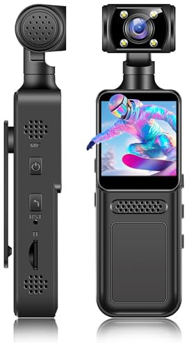 LICAEVEY 4K WiFi Action Camera with 180° Rotating Lens and LED Light, 40MP Ultra HD, 135° Wide Angle, APP Control Water Proof Handheld Camera for Outdoor Sports, 1000mAh Long Battery